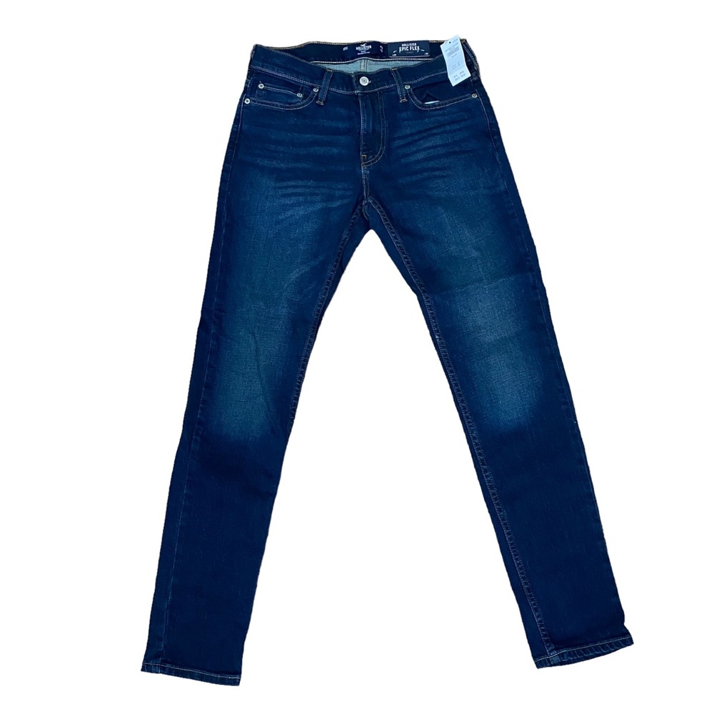 Hollister Jeans Men 29x32 Epic Flex Skinny Distressed Medium Blue Denim NWT